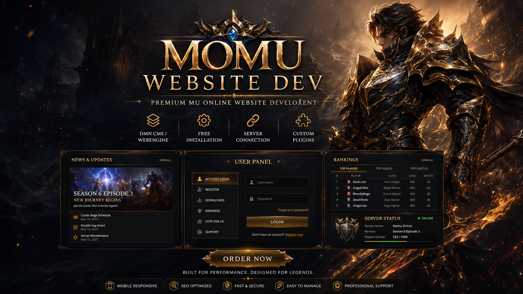 Premium MU Online Website – DMN CMS / WebEngine